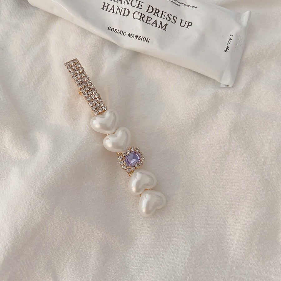 Wholesale Purple Rhinestone Pearl Hair Clips